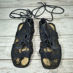 Tomas Maier Black Leather Gladiator Sandals Women Size 9